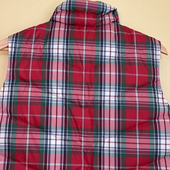 Lands’ End | Classic Red White Green Plaid Zip Front Down Puffer Vest M (8-10) - Picture 16 of 17